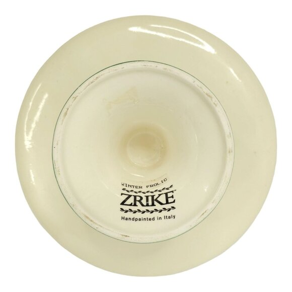 Zrike Winter Frolic Ceramic Pedestal Cake Plate Stand Christmas Hand Painted - Picture 3 of 16